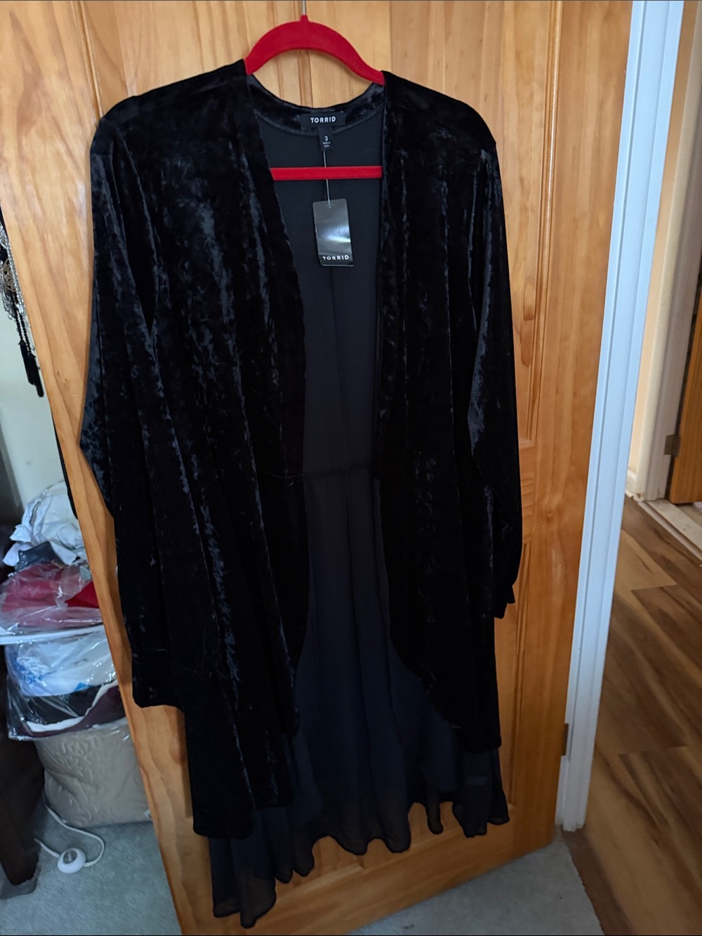 torrid Black Crushed Velvet Open Front Cardigan